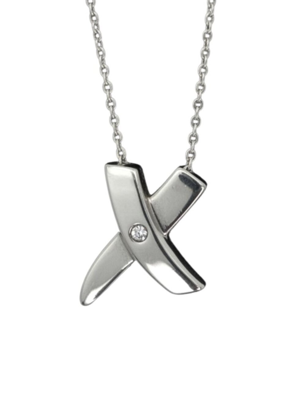 Tiffany & Co Elsa Peretti X Necklace Diamond Sterling Silver Pendant